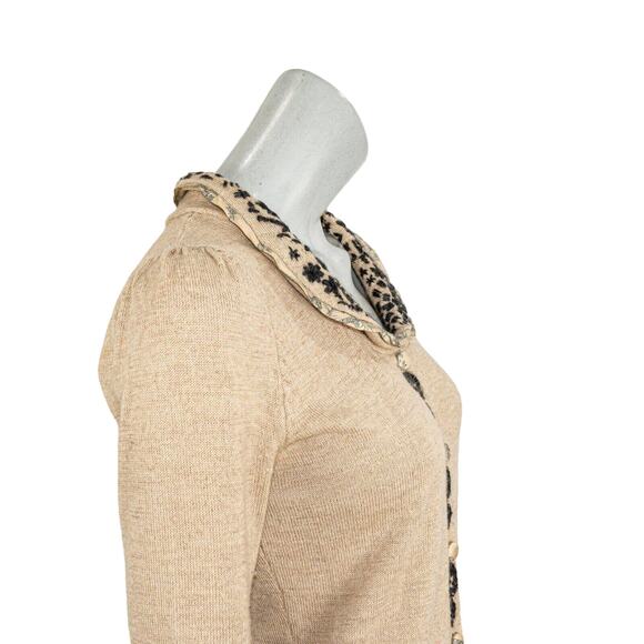 Peruvian Connection Baby Alpaca Cardigan Sweater Beige knit Sz Small - Picture 8 of 9